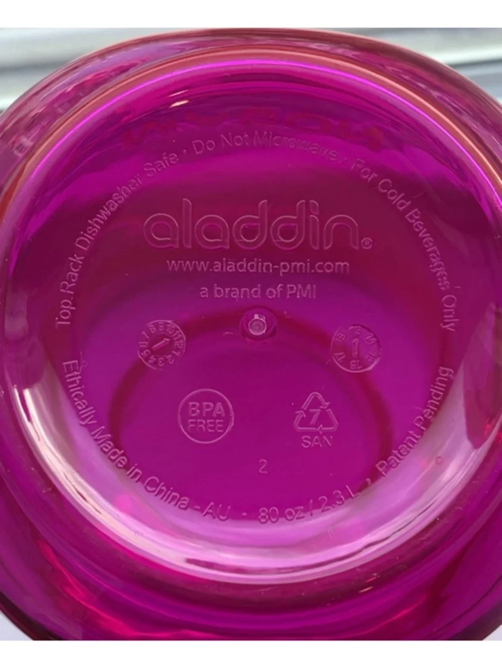 Aladdin Mason Jar Plastic Pitcher with Handle and Spout 80 Ounces Pink